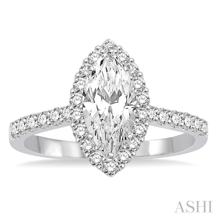 ASHI Marquise Shape Semi-Mount Halo Diamond Engagement Ring 237C5PPFVWG-SM
