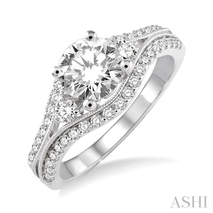 ASHI Round Shape Semi-Mount Diamond Engagement Ring 23963PPFVWG-SM