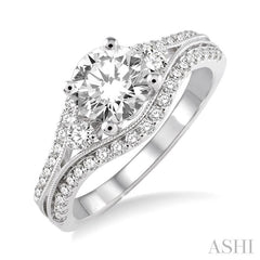 ASHI Round Shape Semi-Mount Diamond Engagement Ring 23963PPFVWG-SM