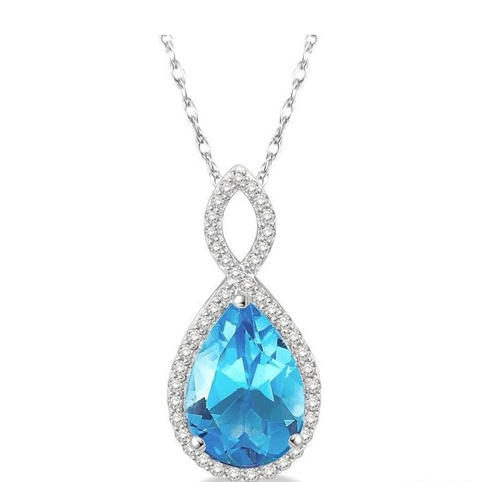 Parkplace Jewelers Pear Shape Gemstone & Halo Diamond Pendant 61236PPTSPDBTWG