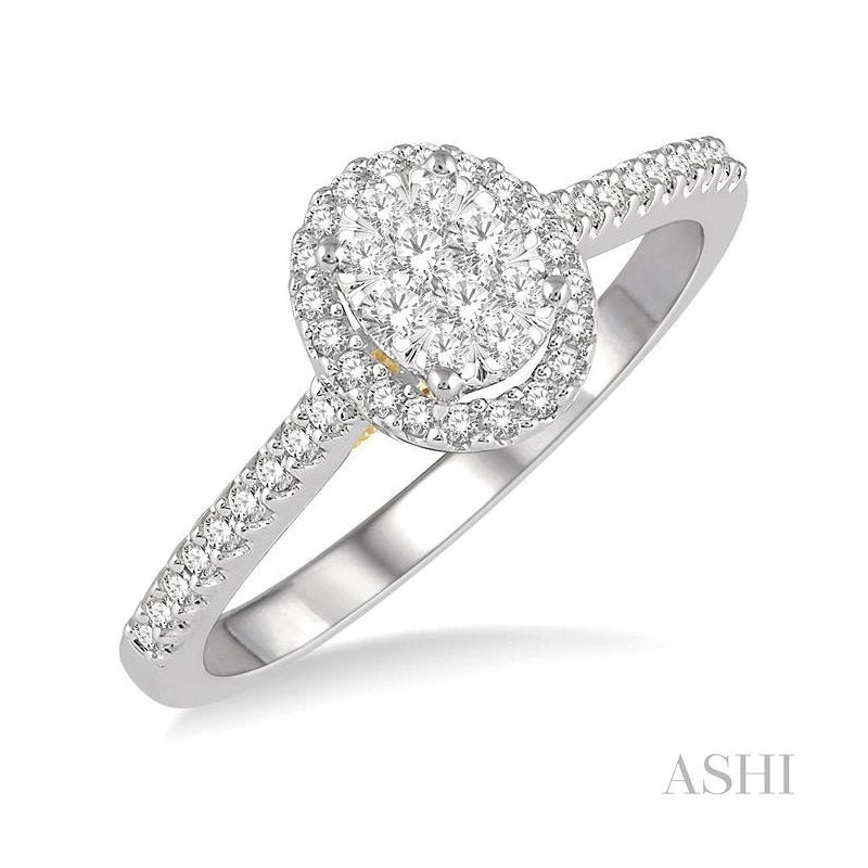 ASHI Oval Shape Halo Lovebright Essential Diamond Engagement Ring 125F5PPFVWY