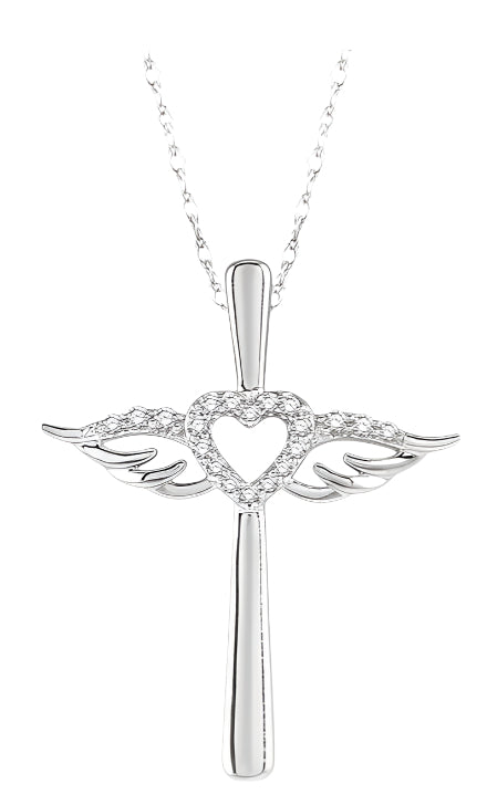 Parkplace Jewelers Angel Wings Heart Shape & Cross Diamond Pendant 958A8PPTSPDWG