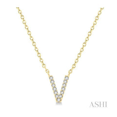 ASHI Block 'V' Initial Diamond Pendant 912F9PPFSPDYG-V