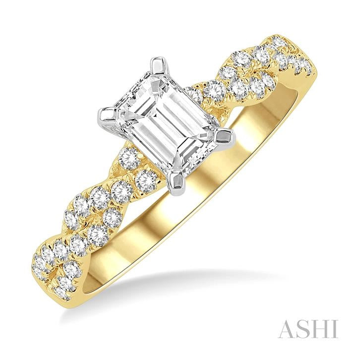 ASHI Emerald Shape Diamond Engagement Ring 240M2PPFGYW-LE