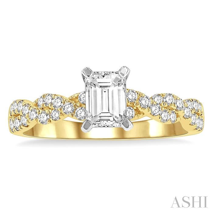 ASHI Emerald Shape Diamond Engagement Ring 240M2PPFGYW-LE