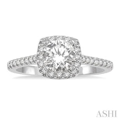 ASHI Cushion Shape Halo Diamond Engagement Ring 241G4PPFHWG-LE-RD