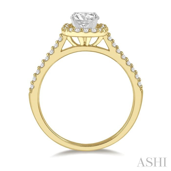 ASHI Cushion Shape Halo Diamond Engagement Ring 241G4PPFHYW-LE-RD