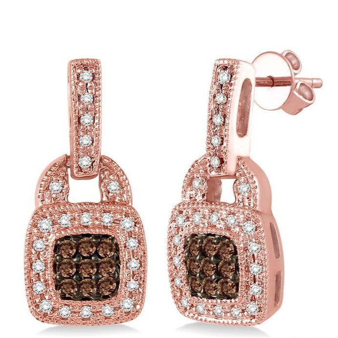 Parkplace Jewelers Cushion Shape Champagne Halo Diamond Fashion Earrings 96315PPTSERPG