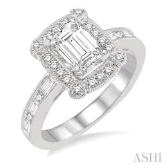 ASHI Emerald Shape Halo Diamond Engagement Ring 242C0PPFVWG-LE-1.15