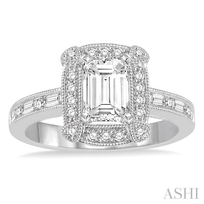 ASHI Emerald Shape Halo Diamond Engagement Ring 242C0PPFVWG-LE-1.15