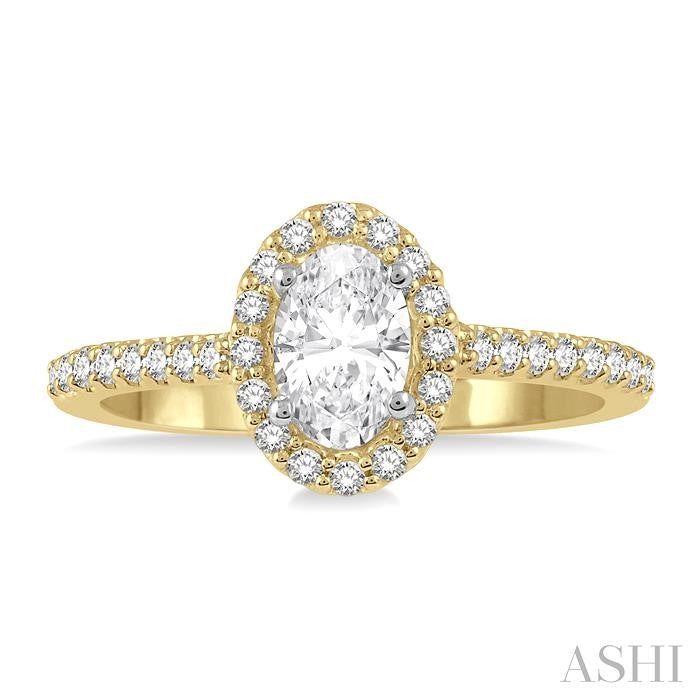 ASHI Oval Shape Halo Diamond Engagement Ring 242G4PPFGYW-LE