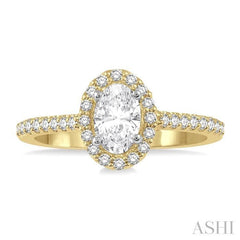 ASHI Oval Shape Halo Diamond Engagement Ring 242G4PPFGYW-LE