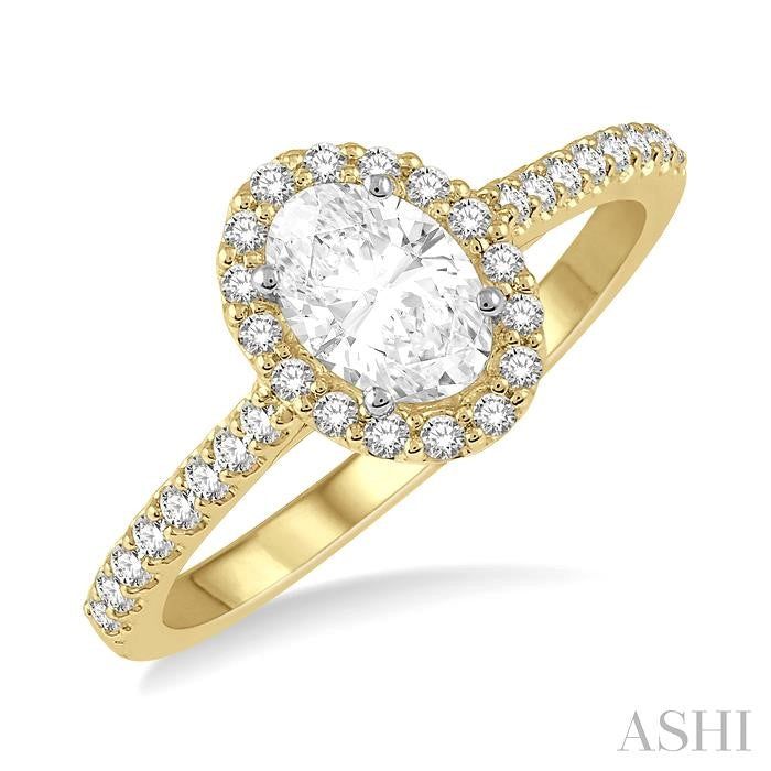 ASHI Oval Shape Halo Diamond Engagement Ring 242G4PPFHYW-LE