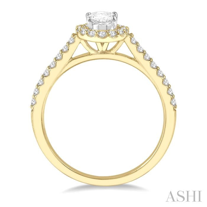 ASHI Oval Shape Halo Diamond Engagement Ring 242G4PPFHYW-LE