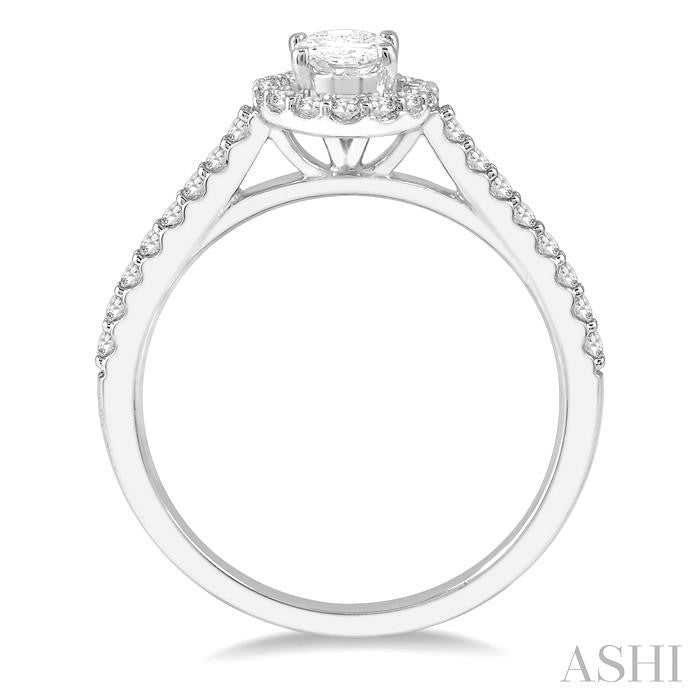 ASHI Oval Shape Semi-Mount Halo Diamond Engagement Ring 242G6PPFHWG-SM