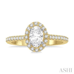 ASHI Oval Shape Semi-Mount Halo Diamond Engagement Ring 242G8PPFGYW-SM