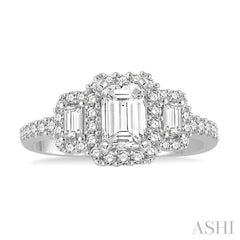 ASHI Emerald Shape Halo Diamond Engagement Ring 243C3PPFGWG-LE