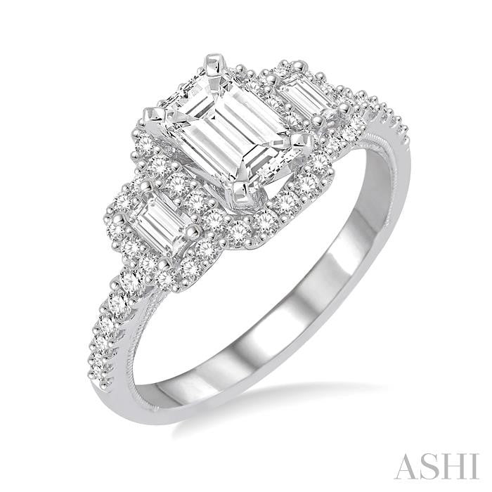 ASHI Emerald Shape Halo Diamond Engagement Ring 243C3PPFHWG-LE