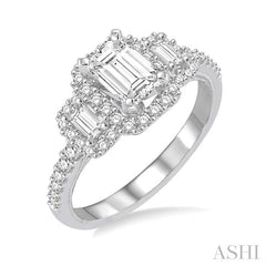 ASHI Emerald Shape Halo Diamond Engagement Ring 243C3PPFHWG-LE