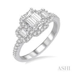 ASHI Emerald Shape Halo Diamond Engagement Ring 243C3PPFHWG-LE