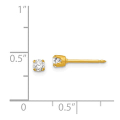 243E Inverness 18k 3mm CZ Post Earrings