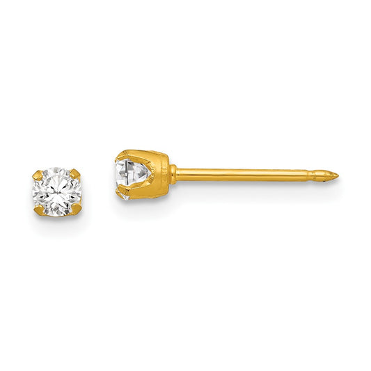 243E Inverness 18k 3mm CZ Post Earrings