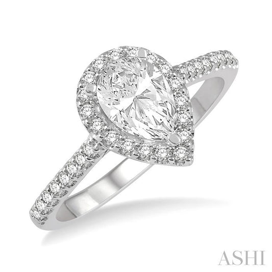 ASHI Pear Shape Halo Diamond Engagement Ring 243G4PPFGWG-LE