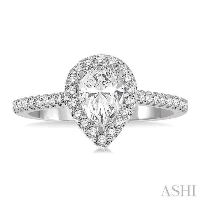 ASHI Pear Shape Halo Diamond Engagement Ring 243G4PPFGWG-LE