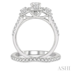 ASHI Cushion Shape Past Present & Future Halo Diamond Wedding Set 243M0PPFHWG-WS-1.25