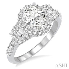 ASHI Oval Shape Semi-Mount Halo Diamond Engagement Ring 244A1PPFHWG-SM