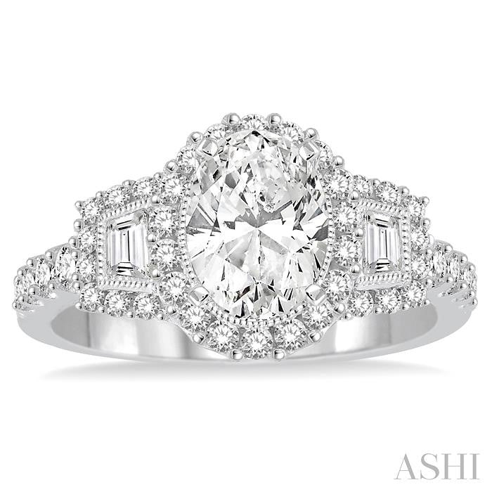ASHI Oval Shape Semi-Mount Halo Diamond Engagement Ring 244A1PPFHWG-SM