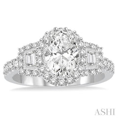 ASHI Oval Shape Semi-Mount Halo Diamond Engagement Ring 244A1PPFHWG-SM