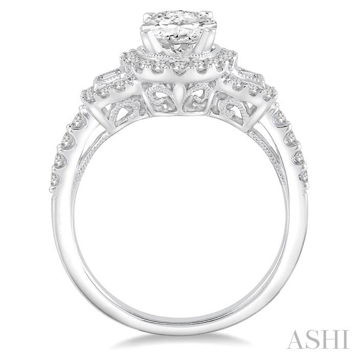 ASHI Oval Shape Semi-Mount Halo Diamond Engagement Ring 244A1PPFHWG-SM