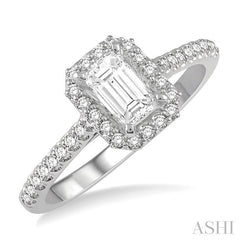 ASHI Emerald Shape Semi-Mount Halo Diamond Engagement Ring 244G8PPFGWG-SM