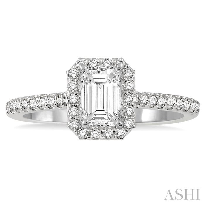 ASHI Emerald Shape Semi-Mount Halo Diamond Engagement Ring 244G8PPFGWG-SM