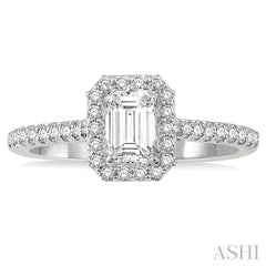 ASHI Emerald Shape Semi-Mount Halo Diamond Engagement Ring 244G8PPFGWG-SM