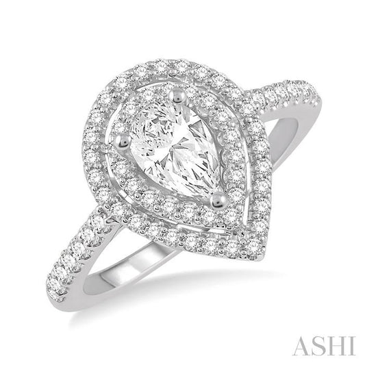 ASHI Pear Shape Halo Diamond Engagement Ring 244H3PPFHWG-LE