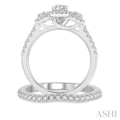 ASHI Oval Shape Past Present & Future Halo Diamond Wedding Set 244M0PPFHWG-WS-1.25