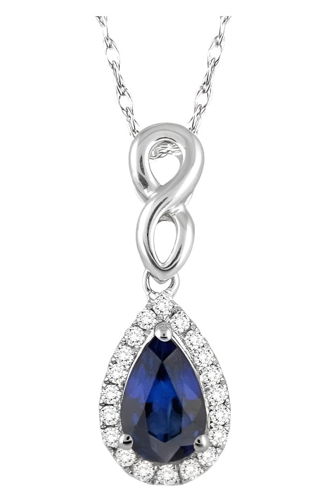 Parkplace Jewelers Pear Shape Gemstone & Halo Diamond Pendant 57058PPFSPDSPWG