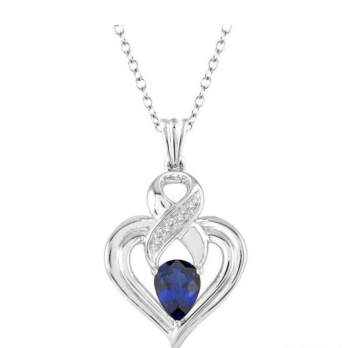 Parkplace Jewelers Silver Heart Shape Gemstone & Diamond Fashion Pendant 88709PPSSSPSLPD