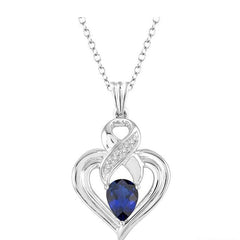 Parkplace Jewelers Silver Heart Shape Gemstone & Diamond Fashion Pendant 88709PPSSSPSLPD
