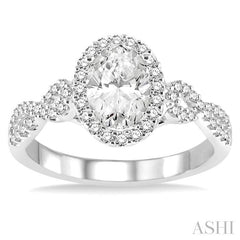 ASHI Oval Shape Halo Diamond Engagement Ring 245C3PPFGWG-LE