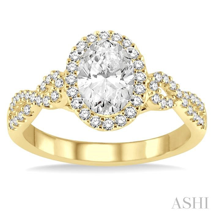 ASHI Oval Shape Semi-Mount Halo Diamond Engagement Ring 245C6PPFGYW-SM
