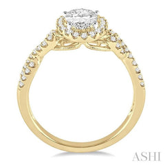 ASHI Oval Shape Semi-Mount Halo Diamond Engagement Ring 245C6PPFGYW-SM
