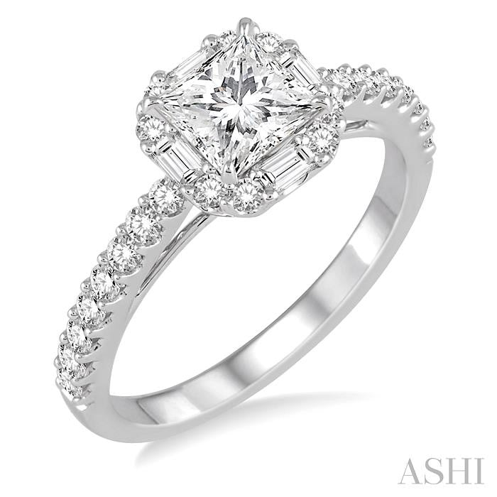 ASHI Princess Shape Halo Diamond Engagement Ring 246B0PPFVWG-LE-1.15