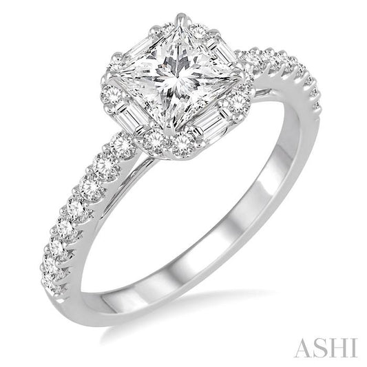 ASHI Princess Shape Halo Diamond Engagement Ring 246B0PPFVWG-LE-1.15