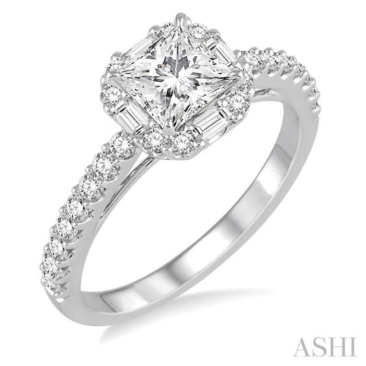 ASHI Princess Shape Halo Diamond Engagement Ring 246B0PPFVWG-LE-1.15