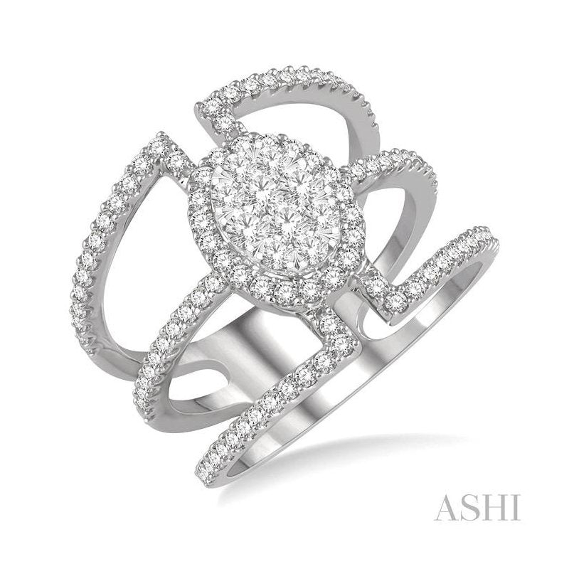 ASHI Oval Shape Halo Lovebright Diamond Fashion Ring 371M1PPFVWG