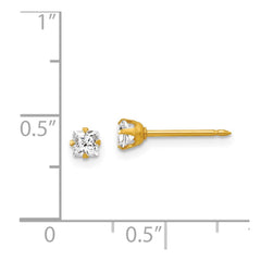 251E Inverness 18k 3mm Square CZ Earrings