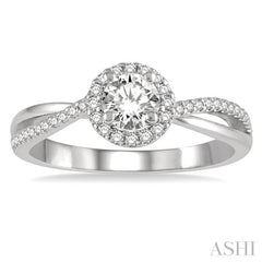 ASHI Round Shape Halo Diamond Engagement Ring 251L3PPFHWG-LE